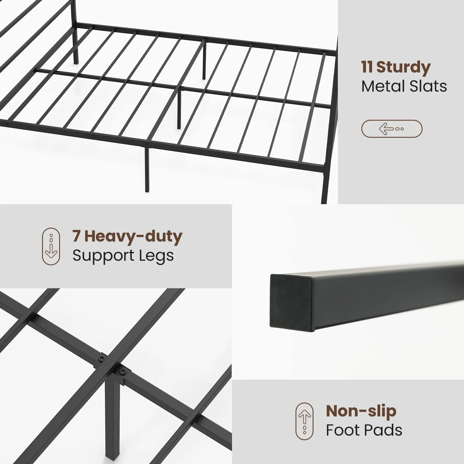 Giantex Full Size Metal Canopy Bed Frame, Modern Platform Bed Frame with 4 Poster & Headboard
