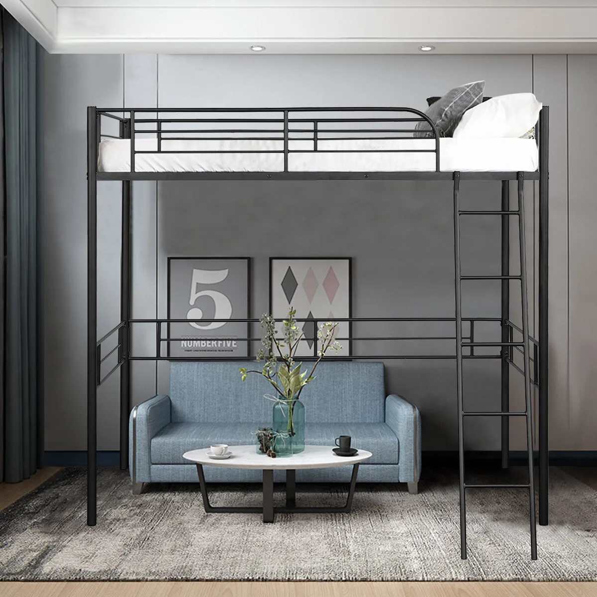 Giantex Heavy Duty Twin Loft Bed with Ladder