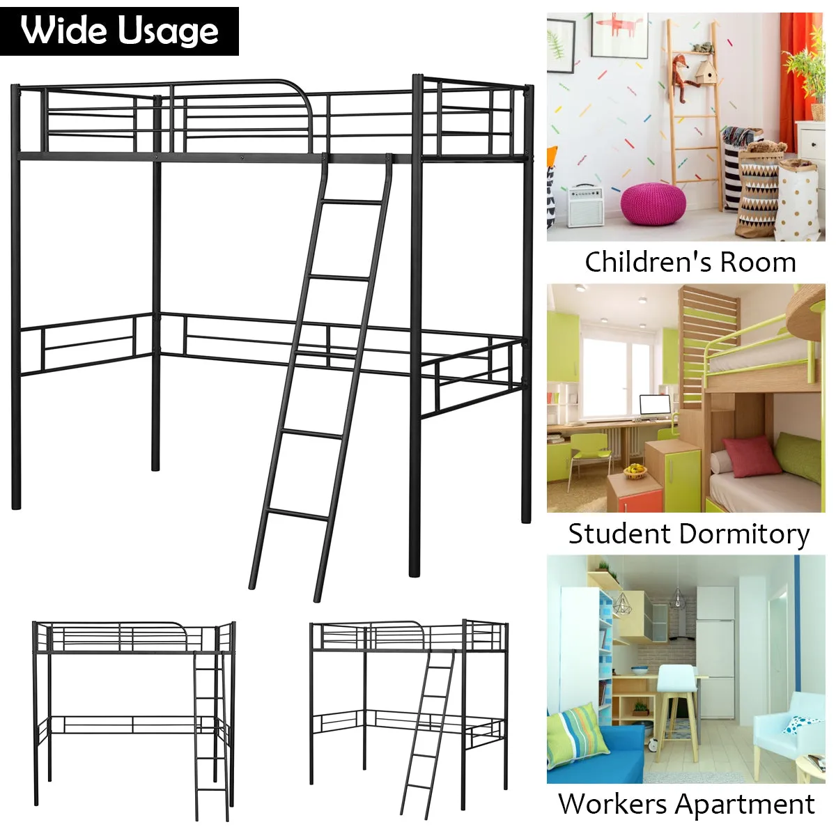 Giantex Heavy Duty Twin Loft Bed with Ladder