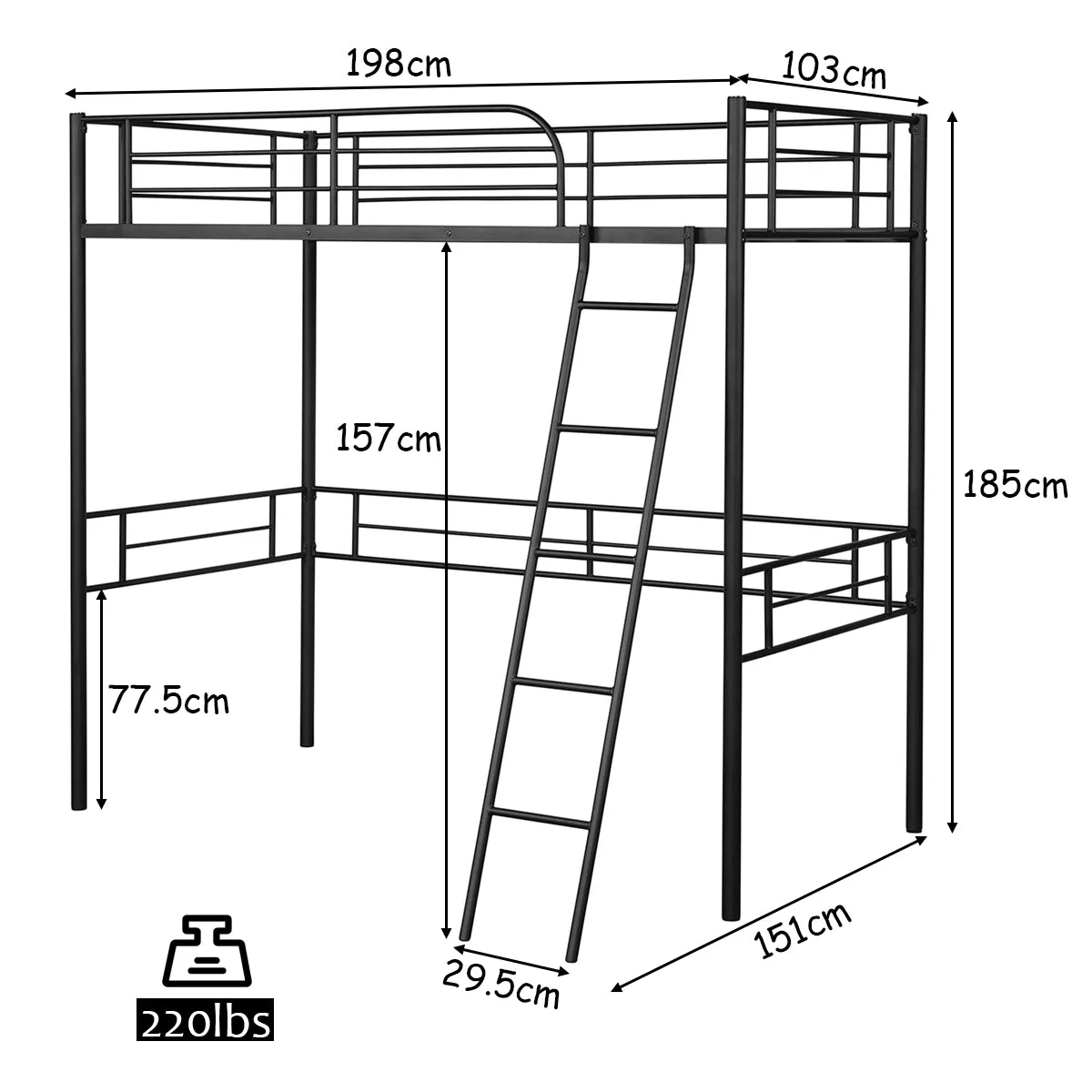 Giantex Heavy Duty Twin Loft Bed with Ladder