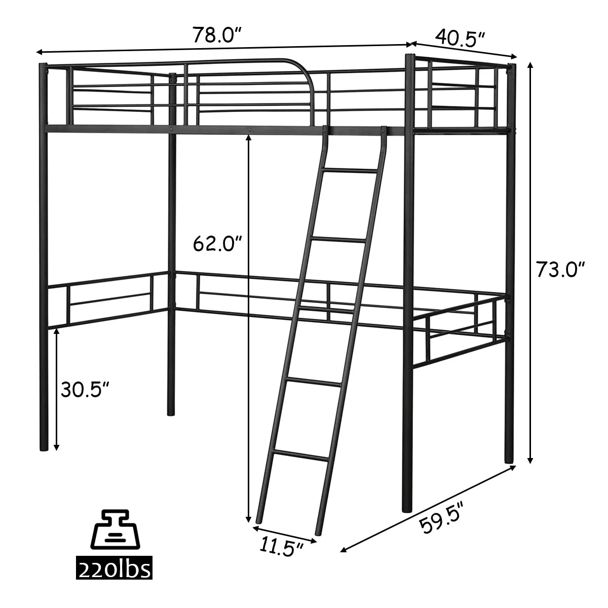 Giantex Heavy Duty Twin Loft Bed with Ladder