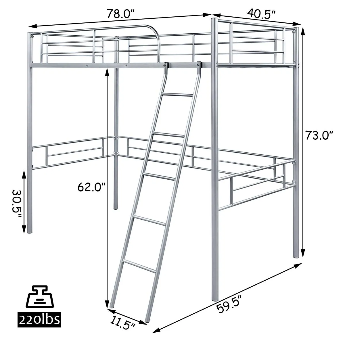 Giantex Heavy Duty Twin Loft Bed with Ladder