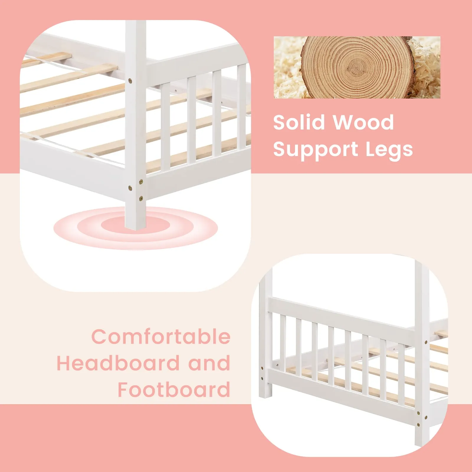 Giantex House Bed Twin, Solid Wood Kids House Bed with Roof