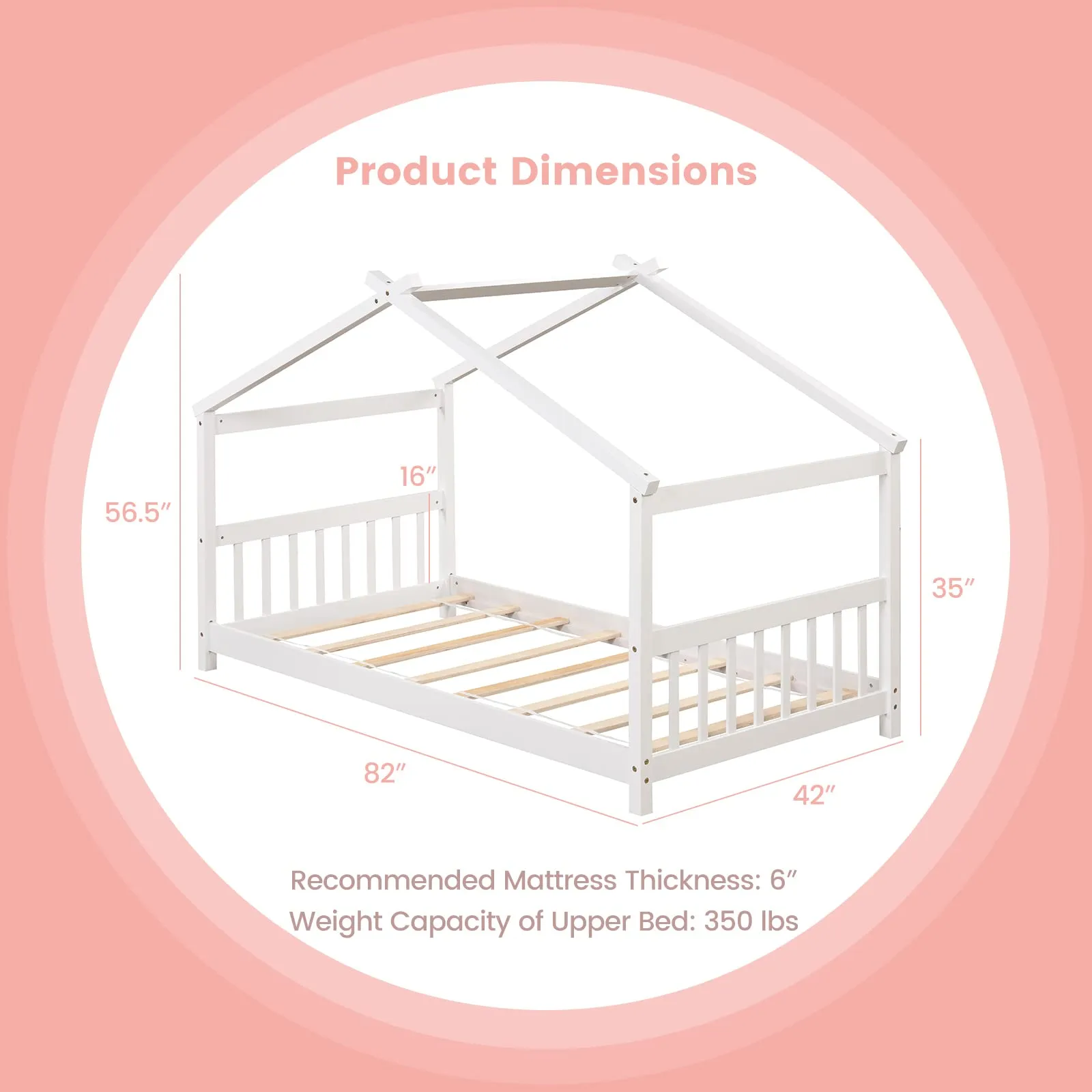 Giantex House Bed Twin, Solid Wood Kids House Bed with Roof