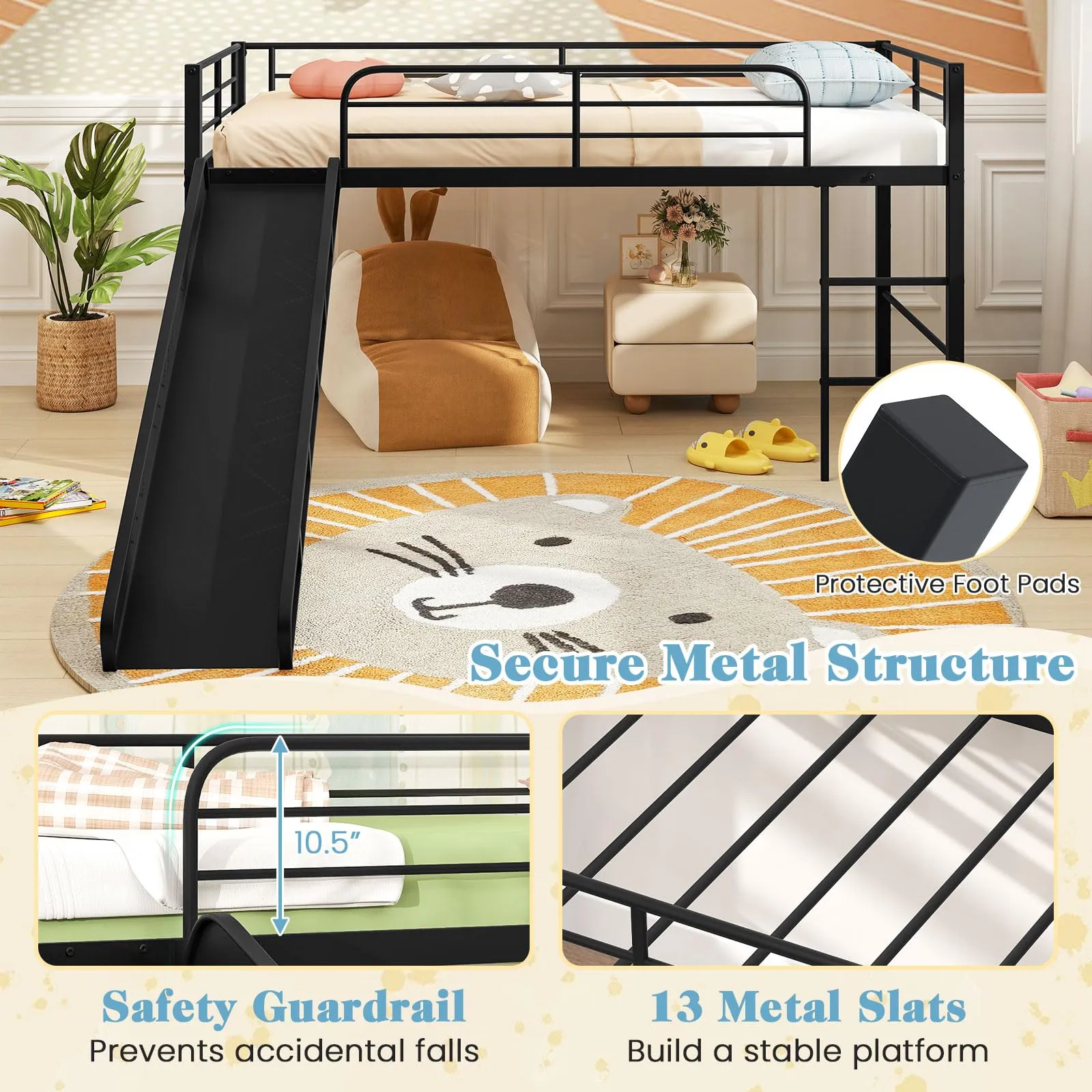 Giantex Low Loft Bed with Slide