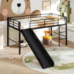 Giantex Low Loft Bed with Slide bed frame, queen bed