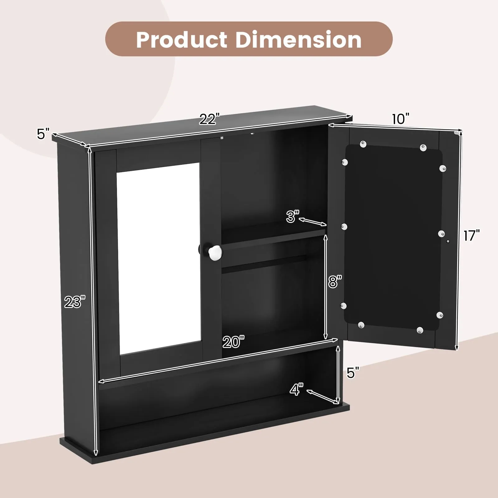 Giantex Medicine Cabinet, Bathroom Wall Cabinet with 2 Mirrored Doors, Adjustable Shelf