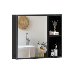 Giantex Medicine Cabinet, Bathroom Wall Cabinet with Mirror Door, 2 Adjustable Shelves, 2 Open Shelves bathroom organizer, toilet brush holder