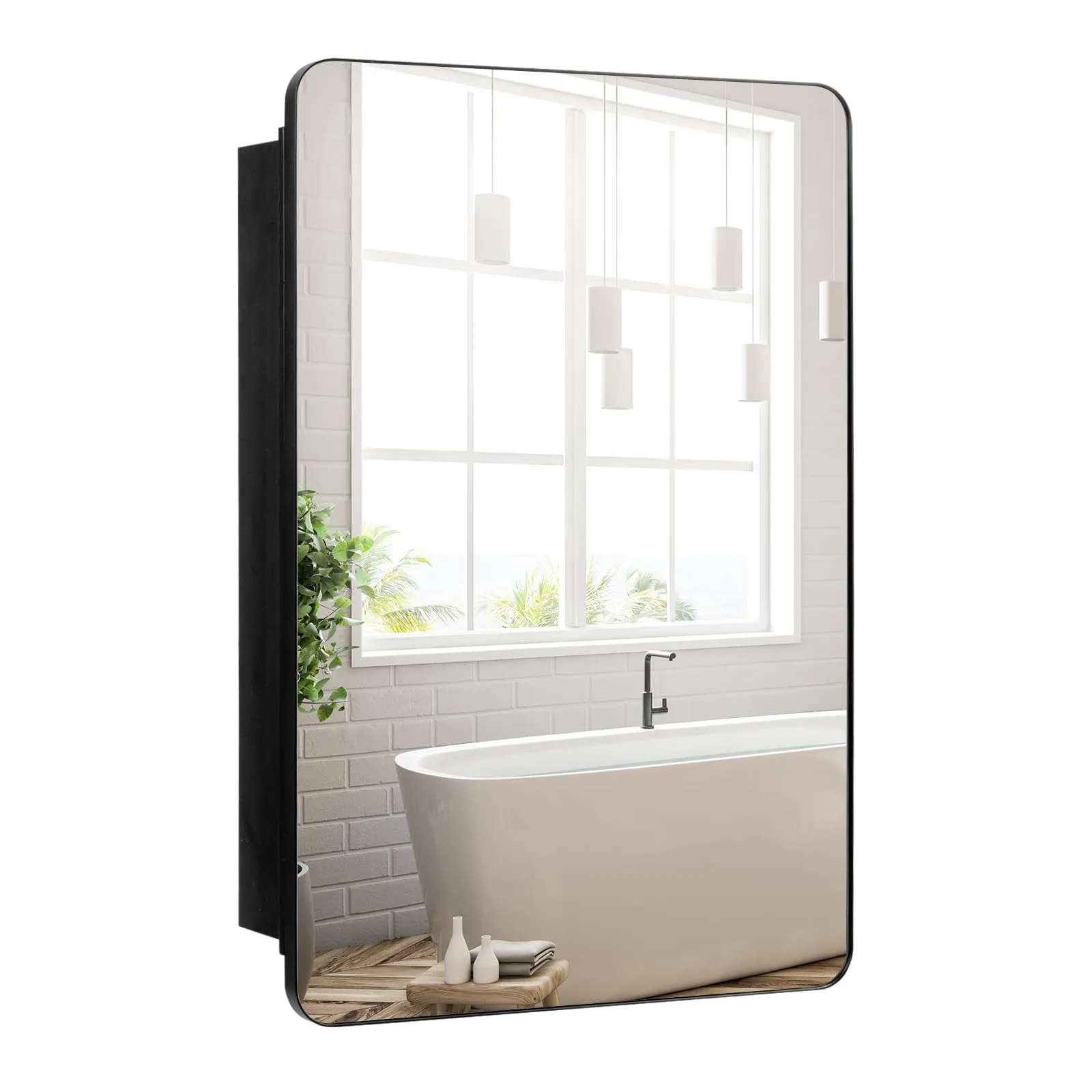 Giantex Medicine Cabinet Mirror, 20x30 Bathroom Cabinet with Beveled Mirror bathroom organizer, toilet brush holder