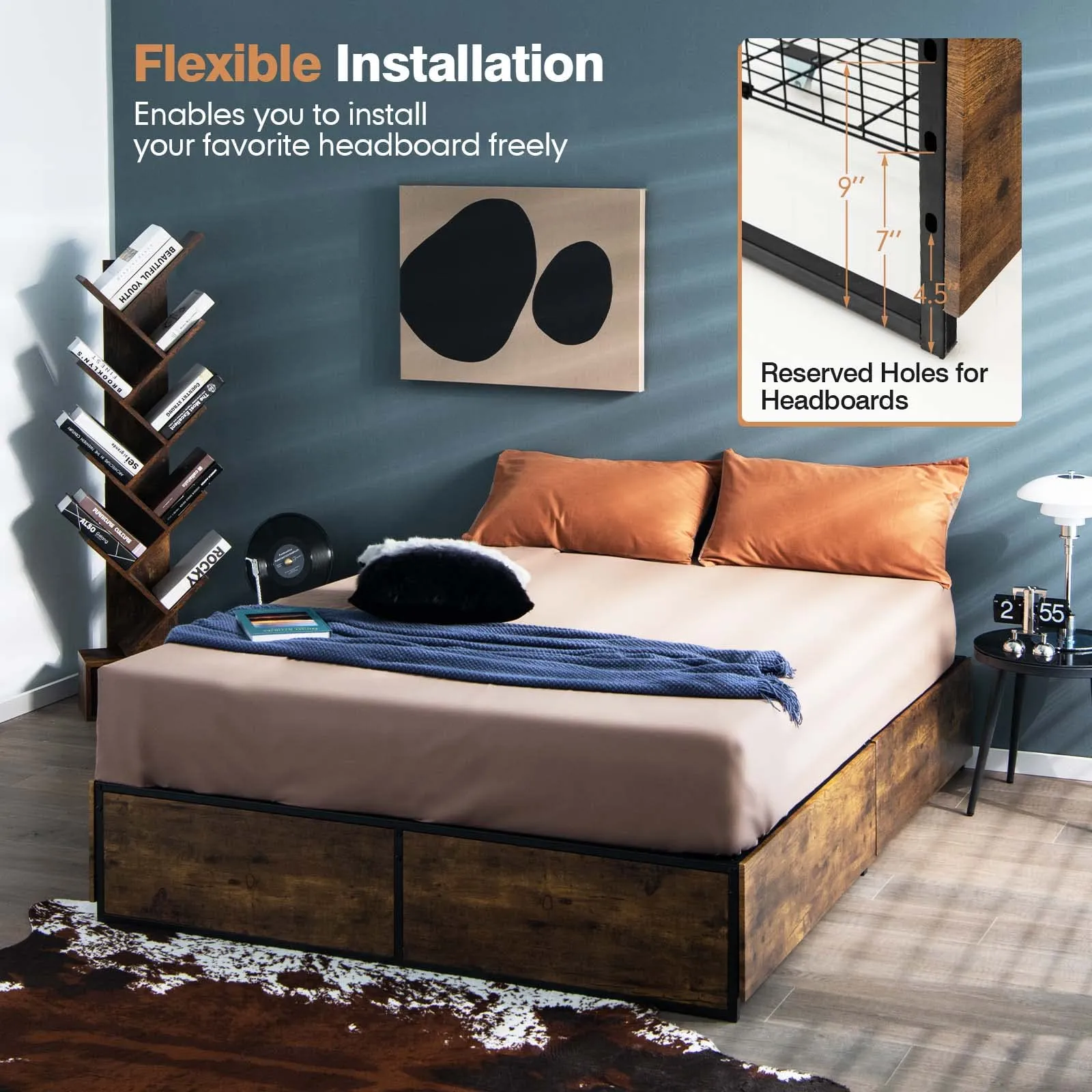 Giantex Metal Bed Frame with 4 Drawers