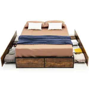 Giantex Metal Bed Frame with 4 Drawers bed frame, queen bed