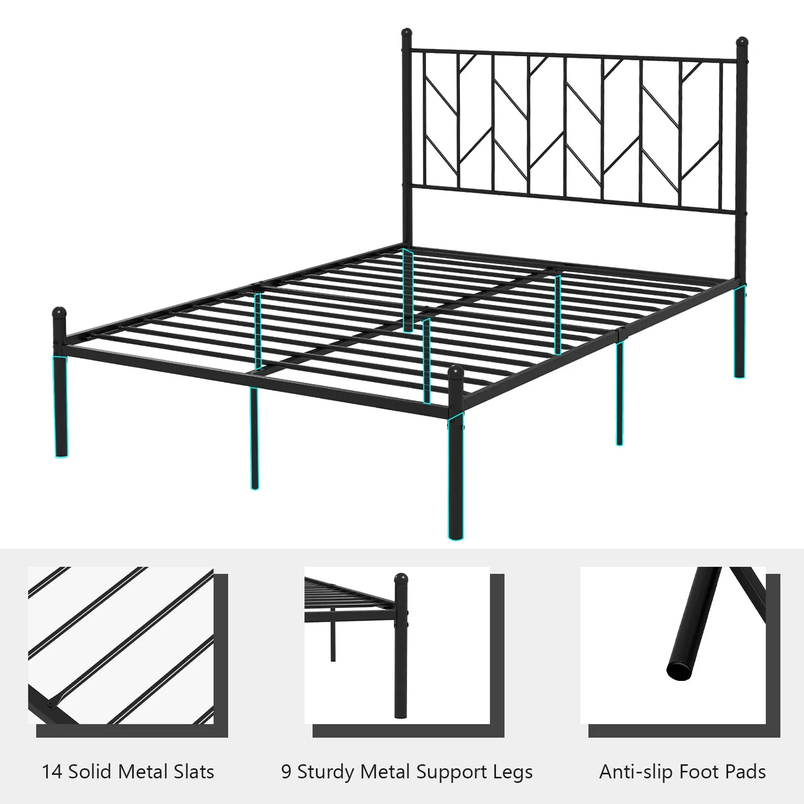 Giantex Metal Bed Frame with Victorian Style Headboard