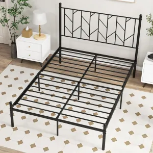 Giantex Metal Bed Frame with Victorian Style Headboard bed frame, queen bed
