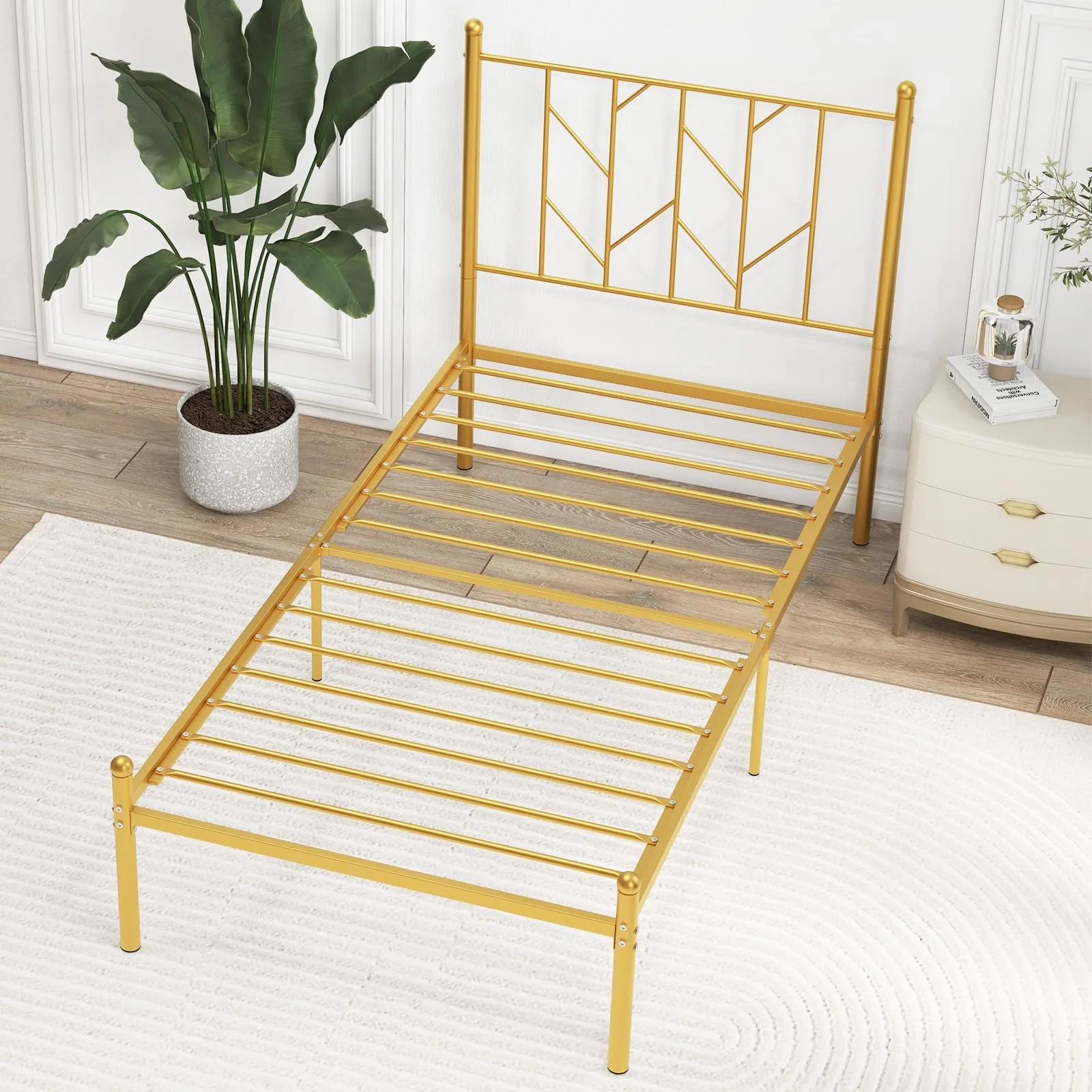 Giantex Metal Bed Frame with Victorian Style Headboard