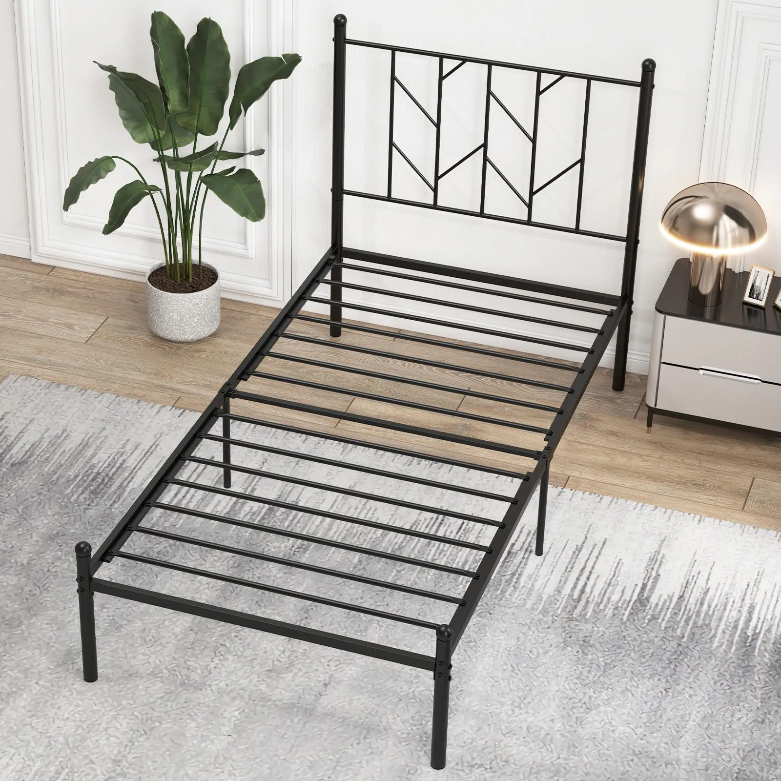 Giantex Metal Bed Frame with Victorian Style Headboard