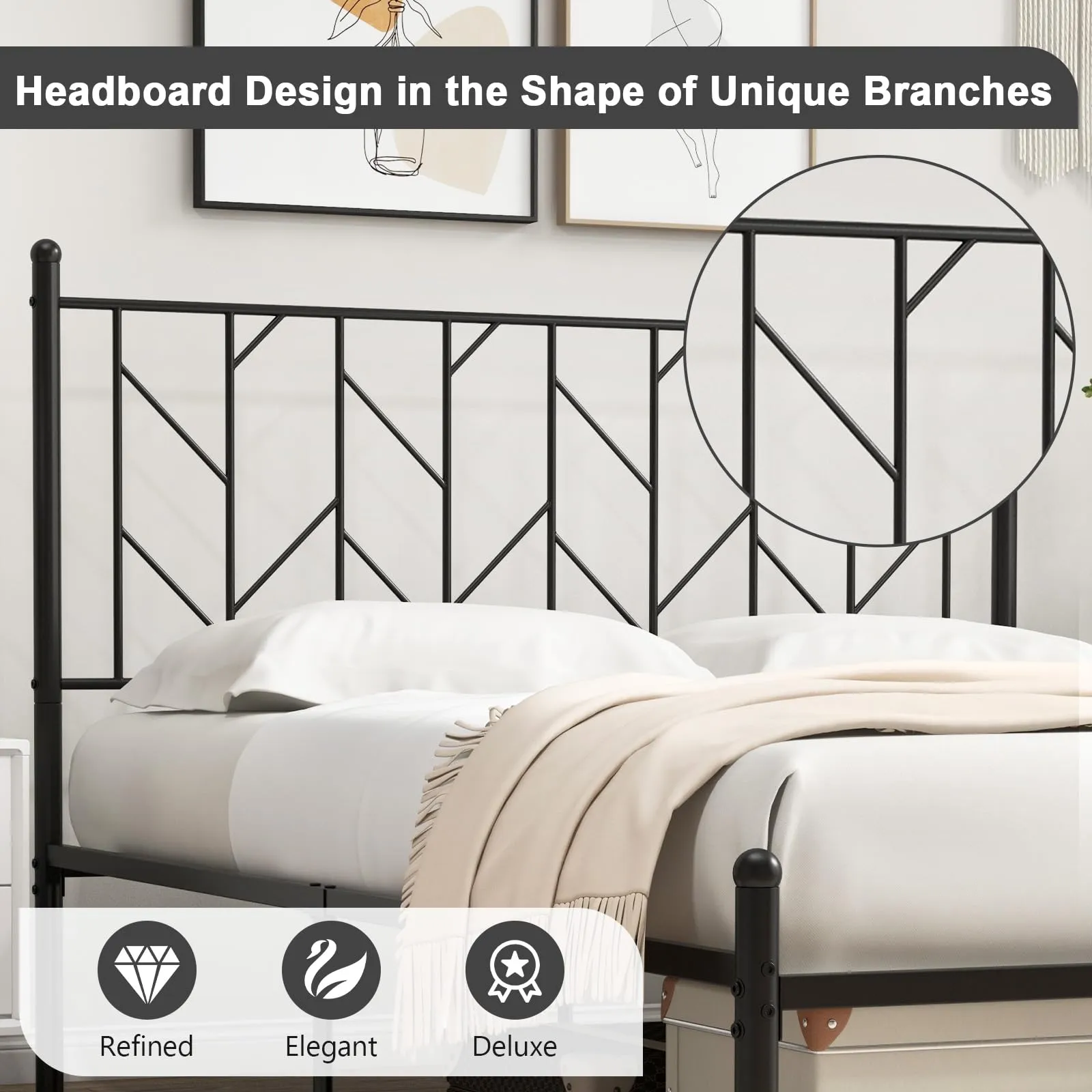 Giantex Metal Bed Frame with Victorian Style Headboard