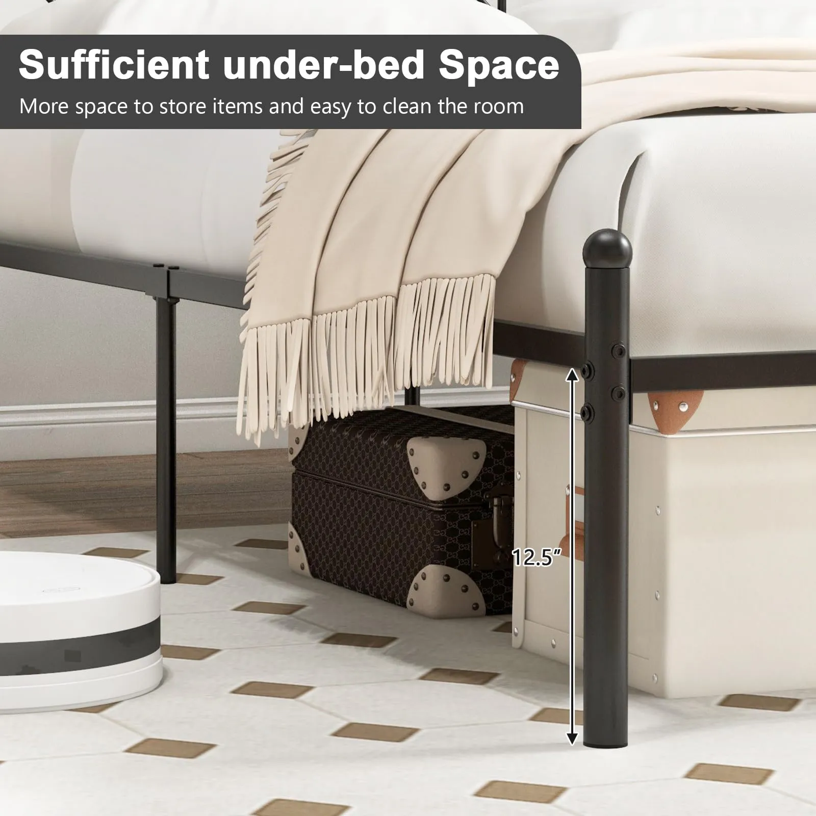 Giantex Metal Bed Frame with Victorian Style Headboard