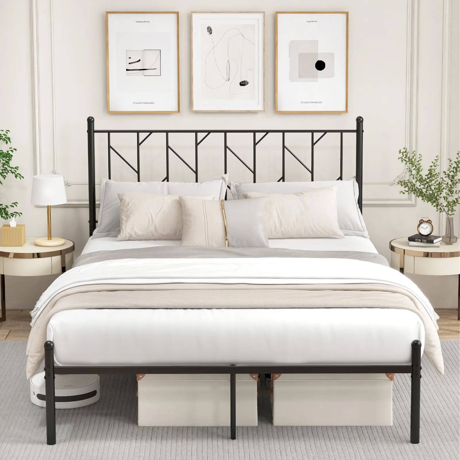 Giantex Metal Bed Frame with Victorian Style Headboard
