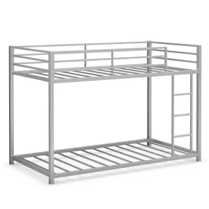 Giantex Metal Bunk Bed Twin Over Twin, Low Profile Bunk Bed Frame with Ladder & Full Length Guardrail bed frame, queen bed