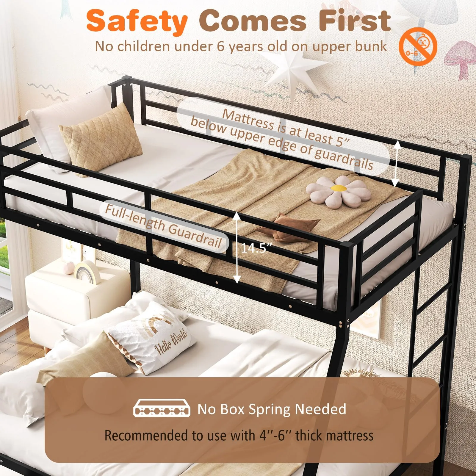 Giantex Metal Bunk Beds Twin Over Full Size
