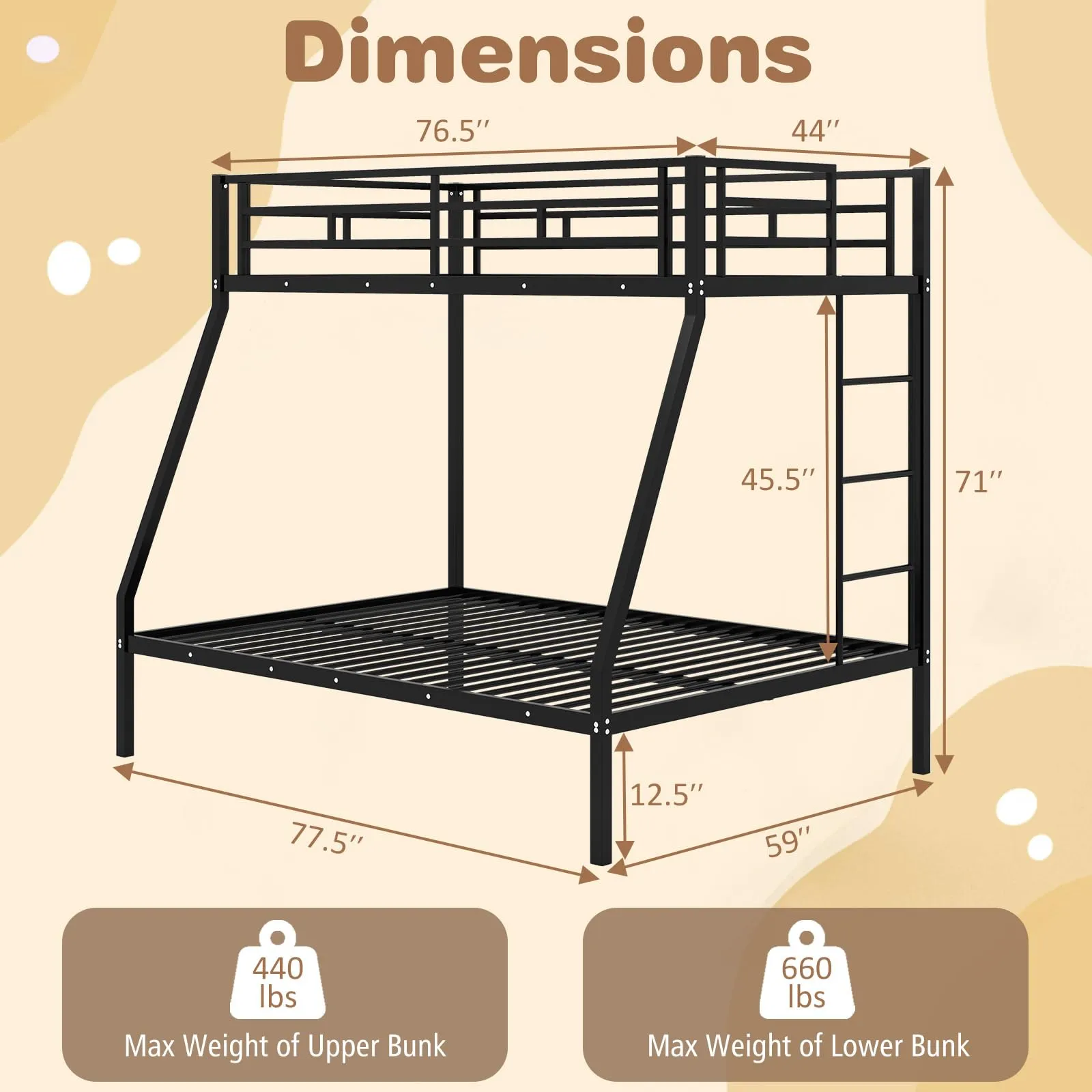 Giantex Metal Bunk Beds Twin Over Full Size