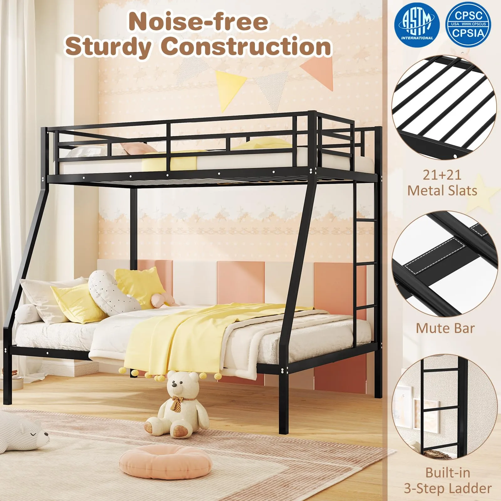 Giantex Metal Bunk Beds Twin Over Full Size