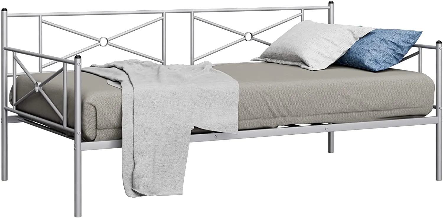 Giantex Metal Daybed Frame Twin Size, for Living Room Bedroom Guest Room, Easy Assembly, Black & White