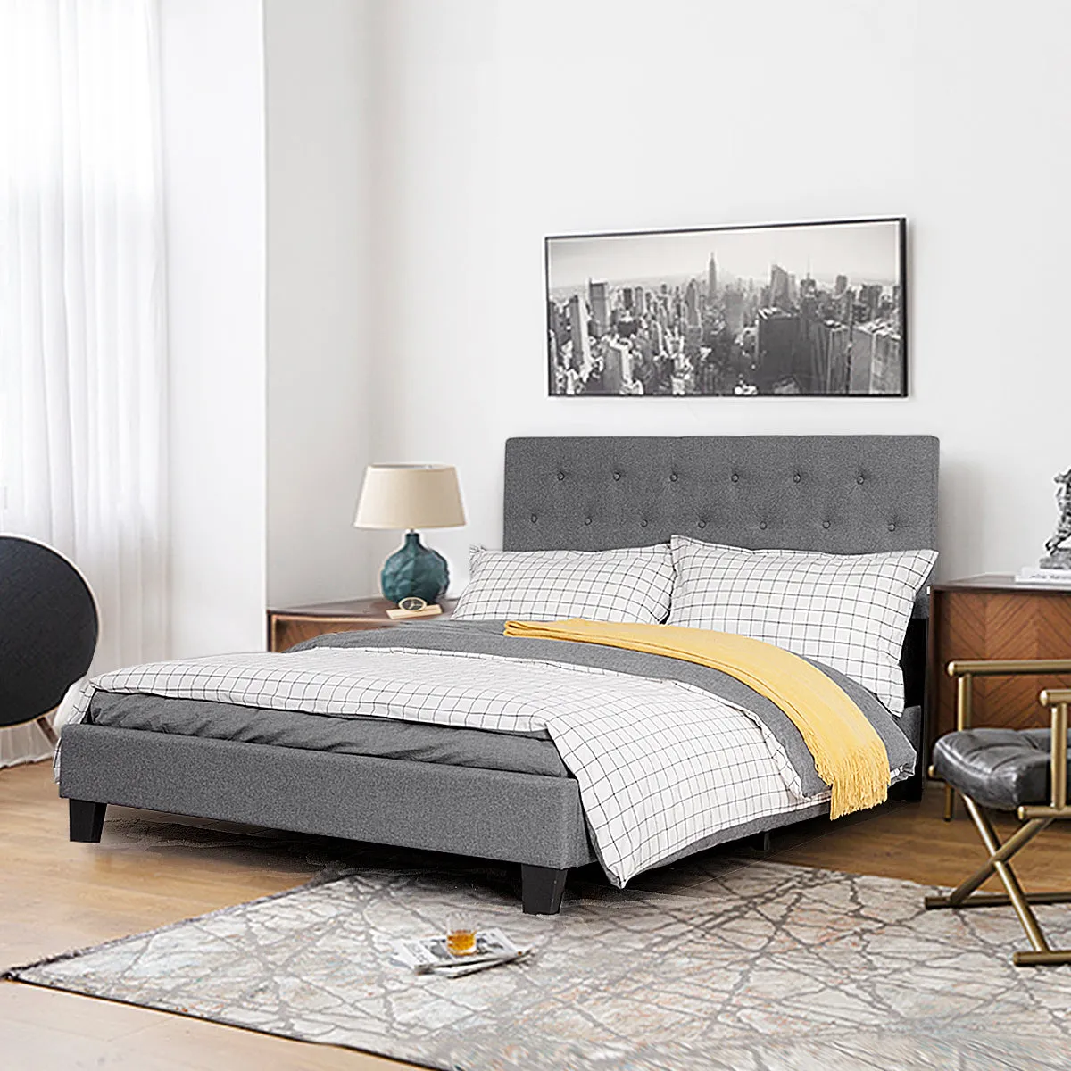 Giantex  Metal Frame & 12 Strong Wooden Slat Support, Easy Assembly, Bed Mattress Foundation (Full)