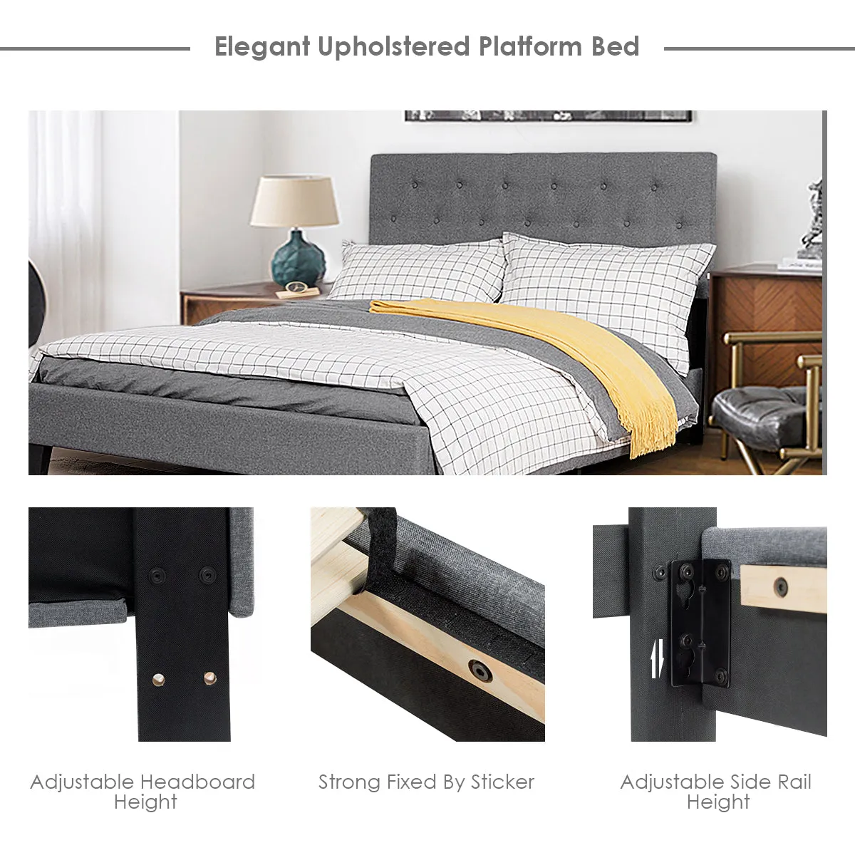 Giantex  Metal Frame & 12 Strong Wooden Slat Support, Easy Assembly, Bed Mattress Foundation (Full)