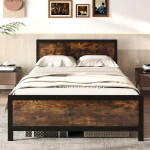 Giantex Metal Full Size Platform Bed Frame with Wood Headboard and Footboard bed frame, queen bed