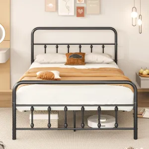 Giantex Metal Platform Bed Frame, Victorian Style Platform Bed with Headboard & Footboard bed frame, queen bed