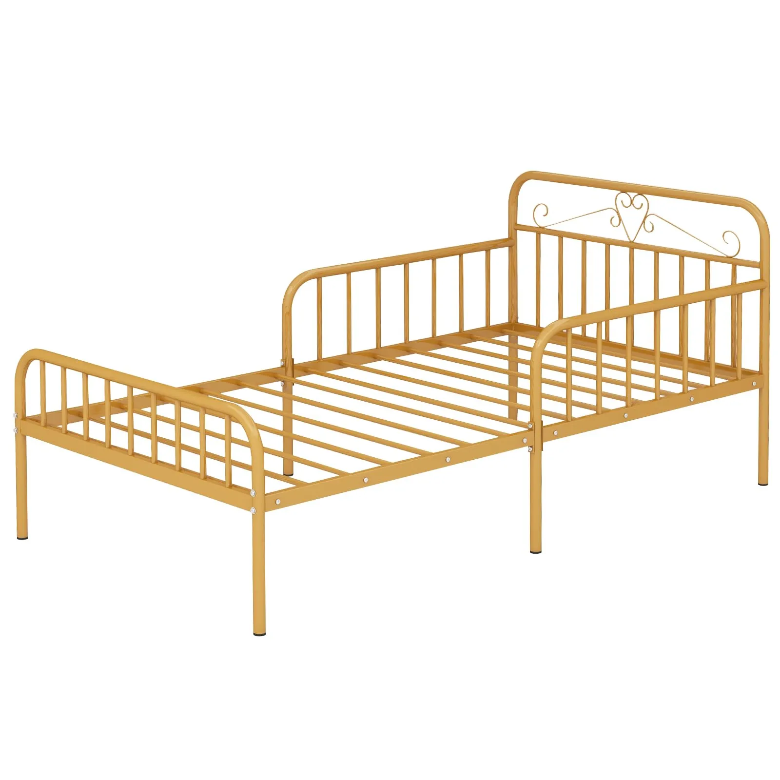 Giantex Metal Twin Bed Frames for Kids, Heavy Duty Metal Platform Bed Frame with Headboard & Safety Guardrails