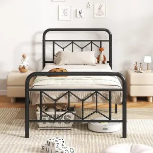 Giantex Metal Twin Bed Frames with Victorian Style Headboard & Footboard, Heavy Duty Slats Support Mattress Foundation bed frame, queen bed