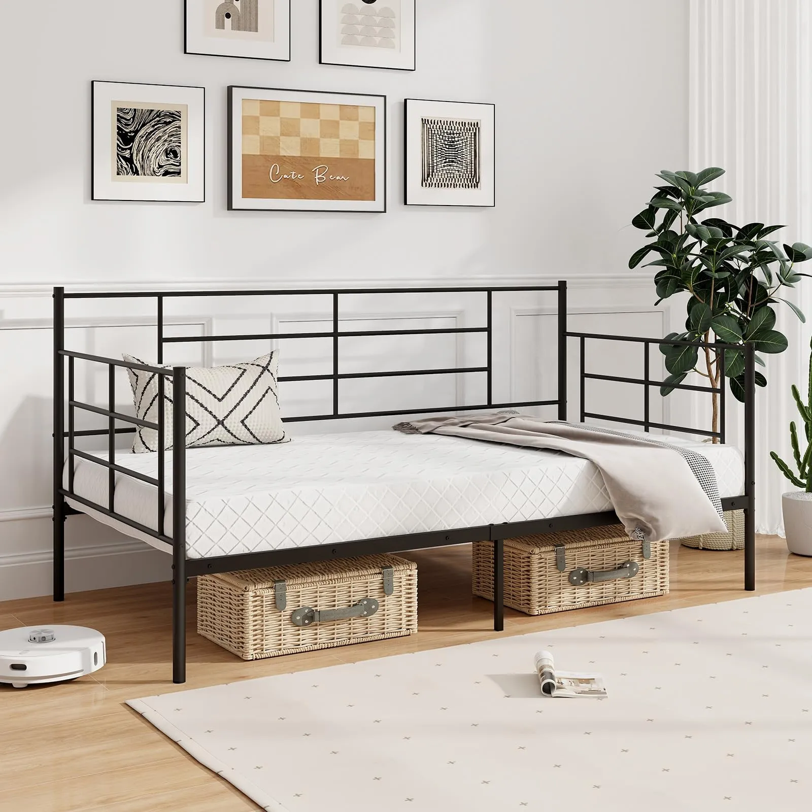 Giantex Metal Twin Daybed, Twin Size Platform Bed with High Headboard & Extra Support Leg bed frame, queen bed