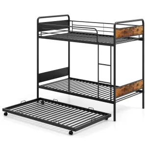 Giantex Metal Twin Over Twin Bunk Bed with Trundle bed frame, queen bed