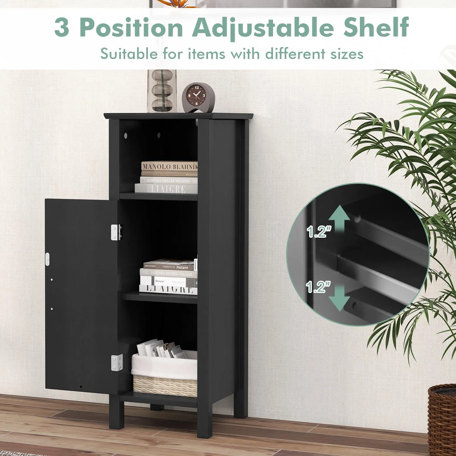Giantex Narrow Bathroom Storage Cabinet - Corner Unit with Open Compartment, Adjustable Shelf