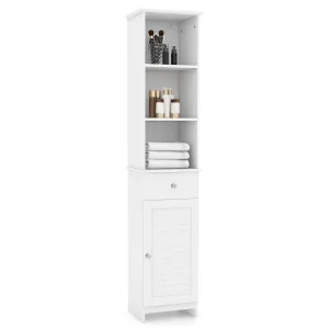 Giantex Narrow Floor Storage Cabinet with Adjustable Shelves bathroom organizer, toilet brush holder