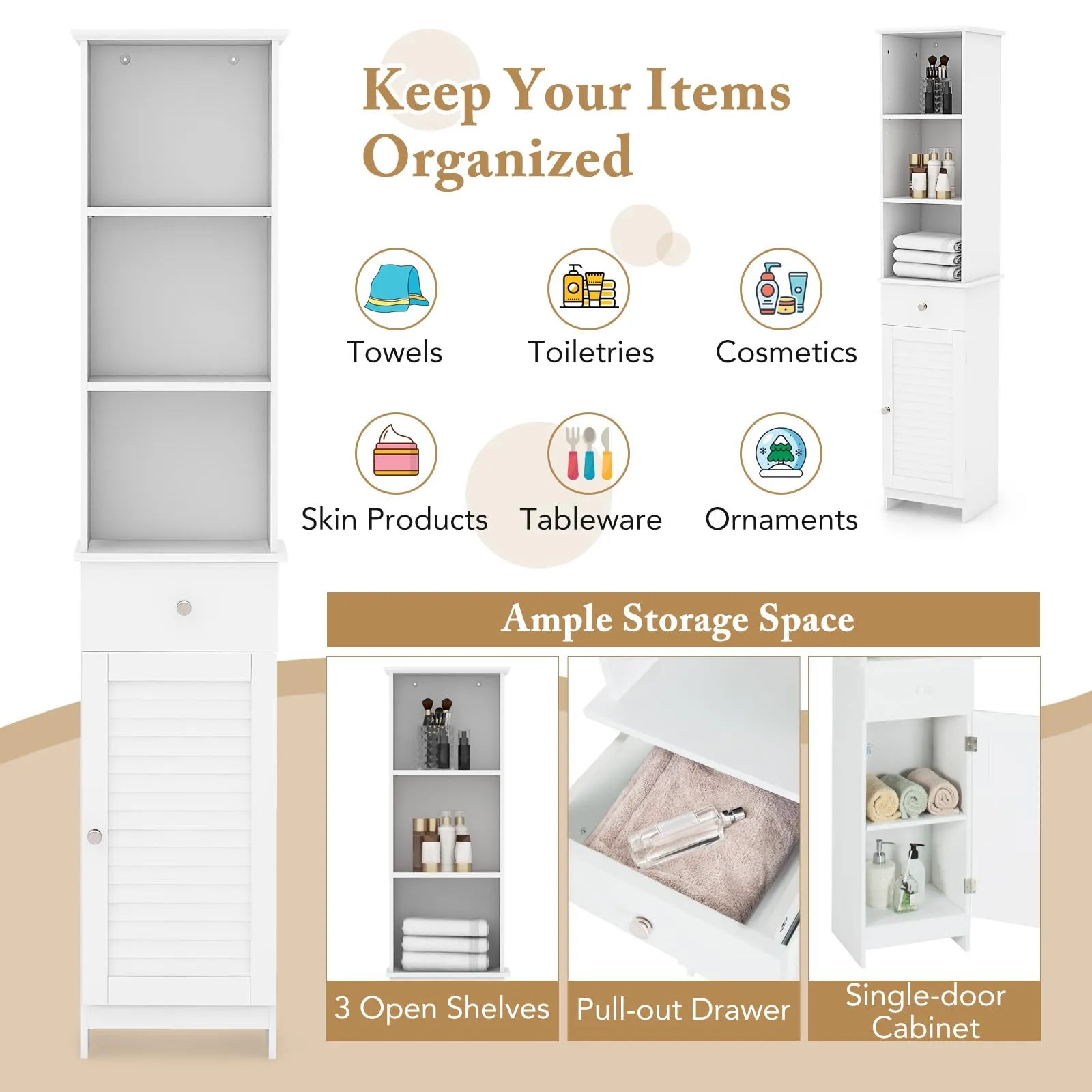 Giantex Narrow Floor Storage Cabinet with Adjustable Shelves