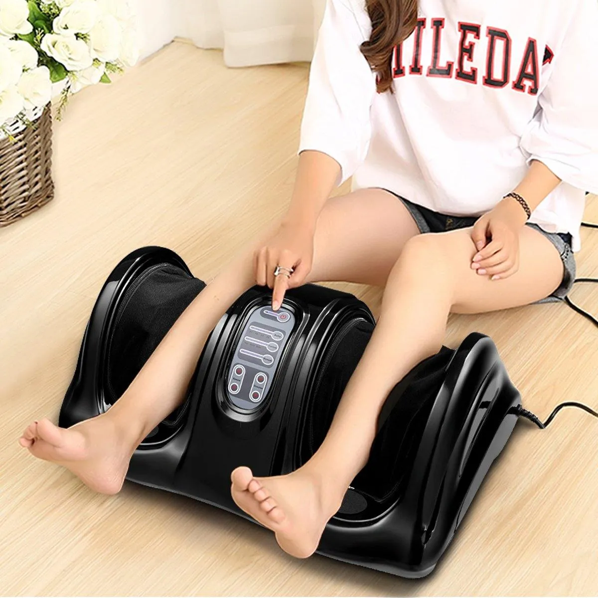 Giantex Nerve Pain Therapy Spa Gift Deep Kneading Rolling Massage for Leg Calf Ankle, Burgundy/Red/Black/Gray