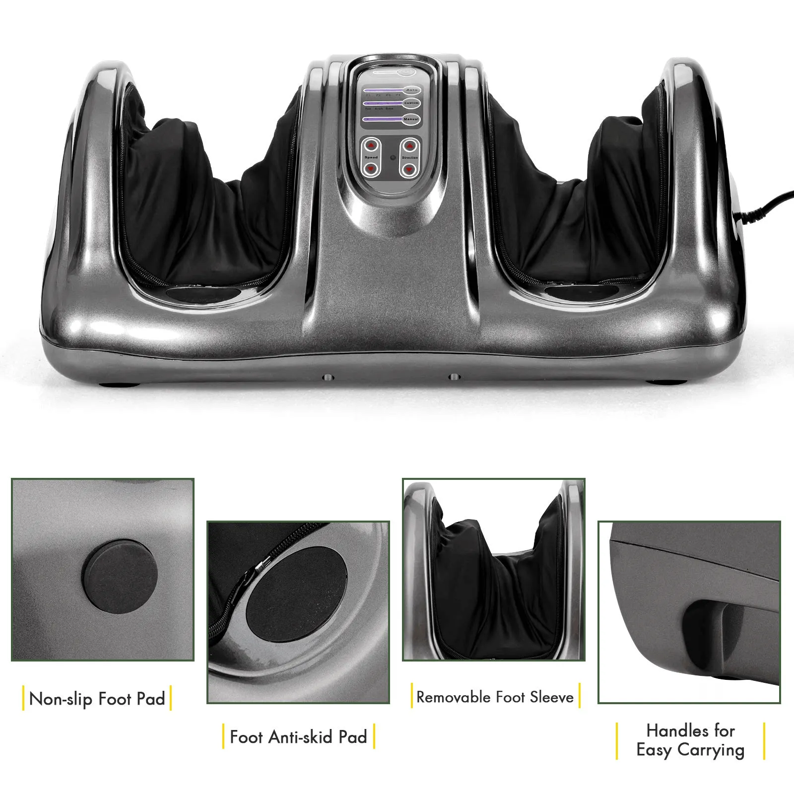 Giantex Nerve Pain Therapy Spa Gift Deep Kneading Rolling Massage for Leg Calf Ankle, Burgundy/Red/Black/Gray
