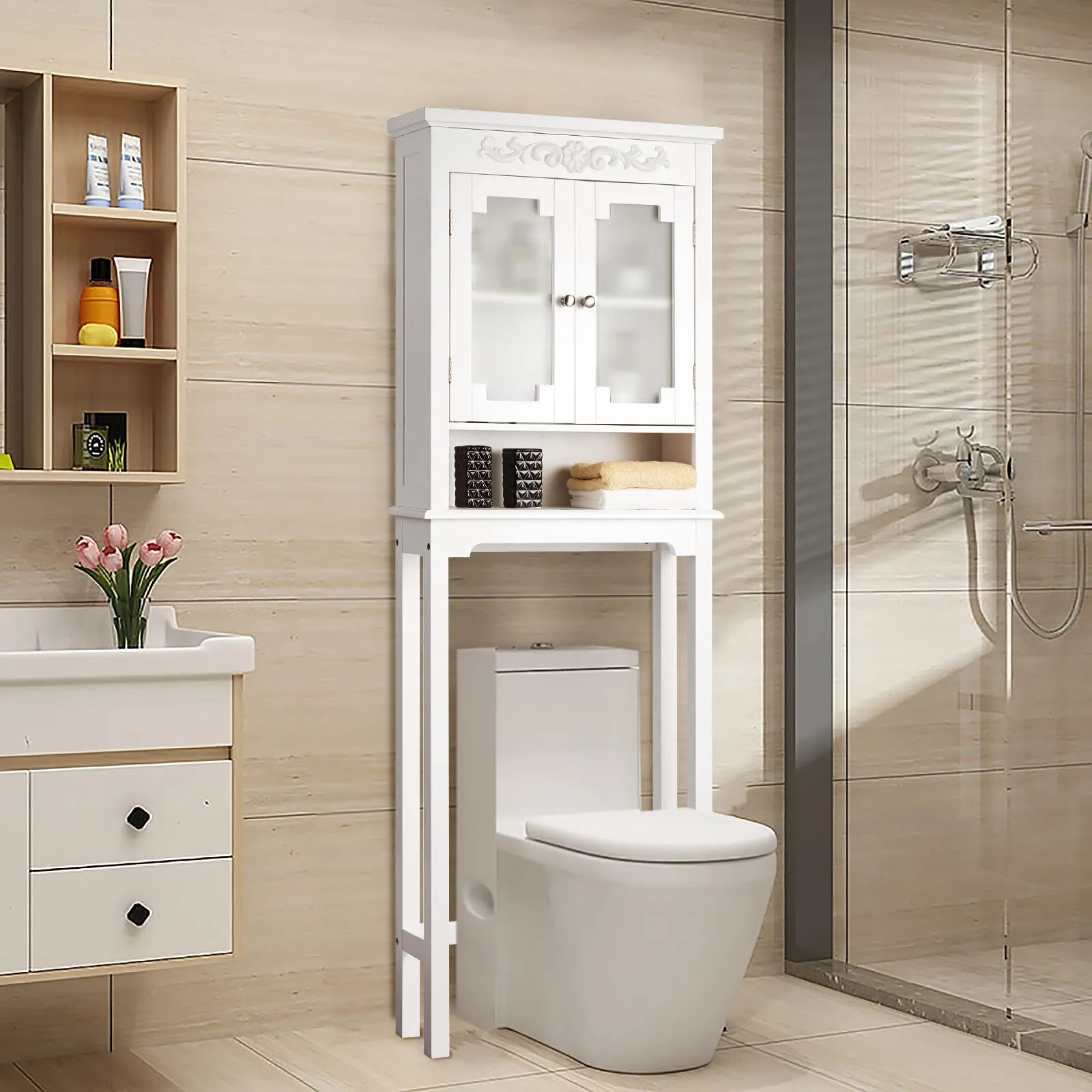 Giantex Over The Toilet Bathroom Space Saver, 3-Shelf Bathroom Organizer
