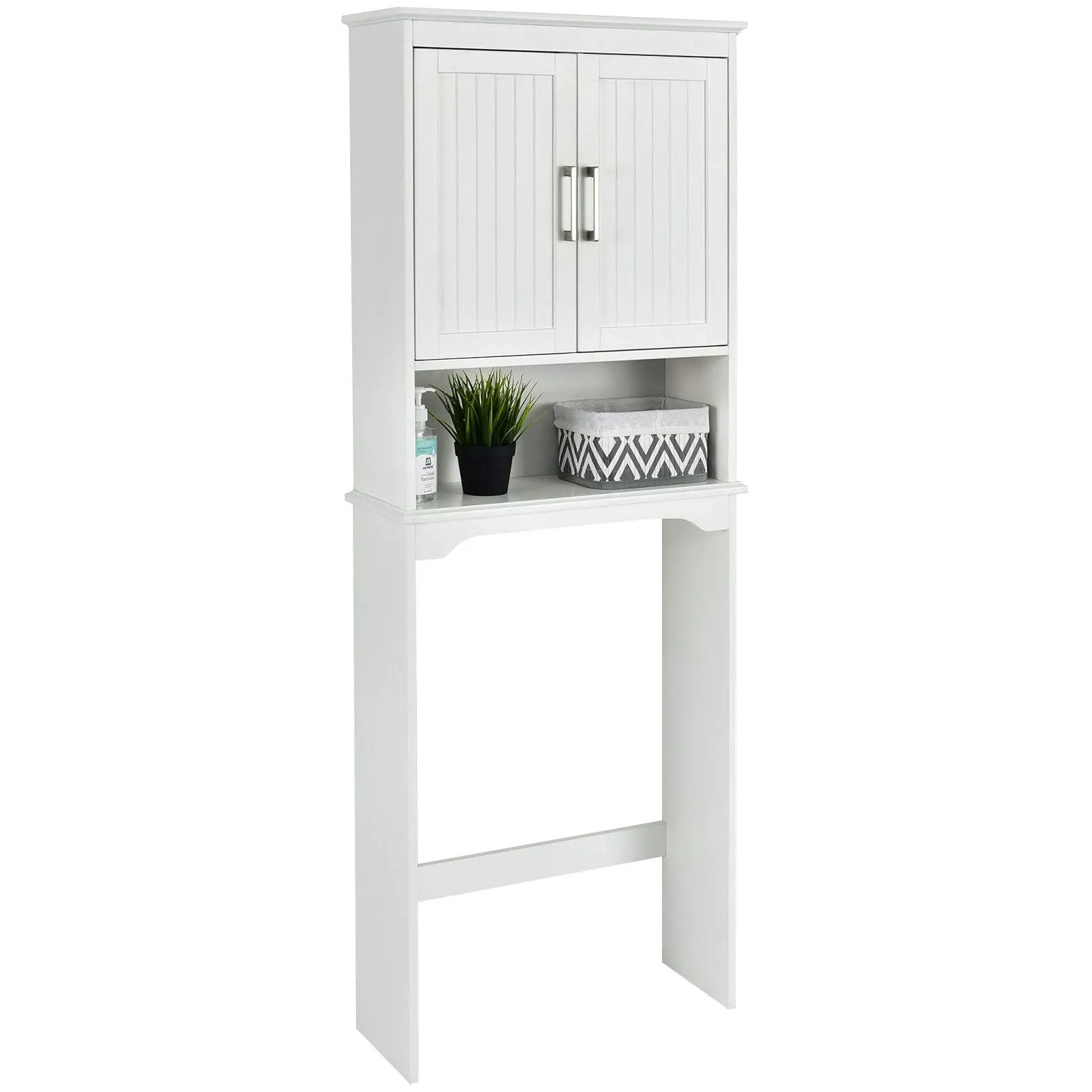 Giantex Over The Toilet Bathroom Space Saver Free Standing Toilet Rack with Adjustable Inner Shelf bathroom organizer, toilet brush holder