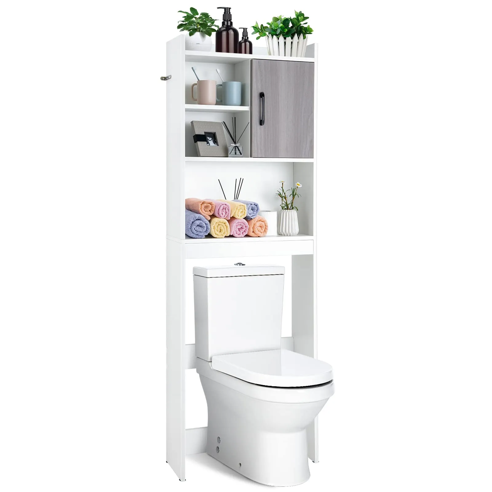 Giantex Over-The-Toilet Space-Saving Storage Cabinet bathroom organizer, toilet brush holder