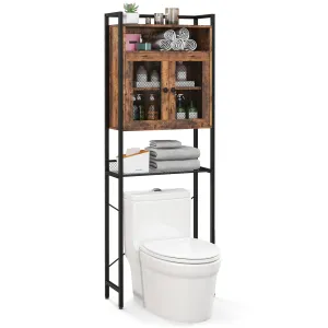 Giantex Over-The-Toilet Storage Cabinet, Bathroom Storage Organizer Above Toilet with Heavy-Duty Metal Frame bathroom organizer, toilet brush holder