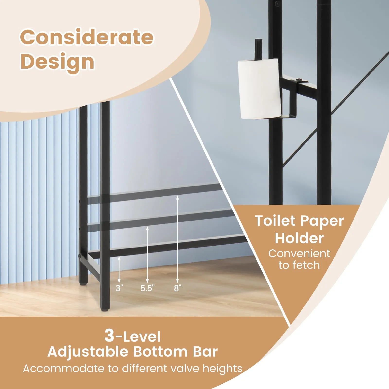Giantex Over-The-Toilet Storage Cabinet, Freestanding 4-Tier Bathroom Organizer Rack