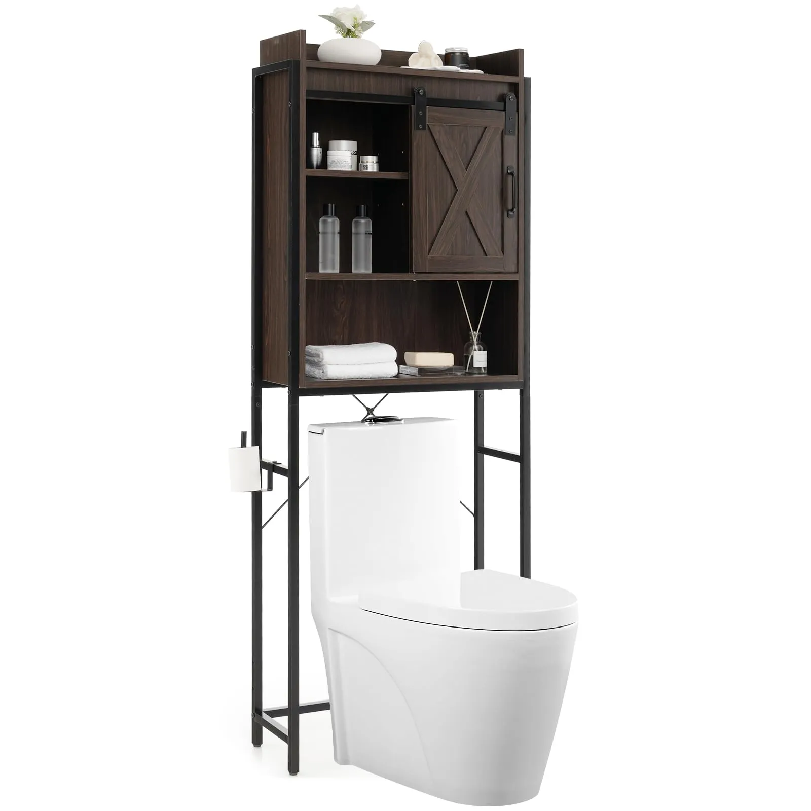 Giantex Over-The-Toilet Storage Cabinet, Freestanding 4-Tier Bathroom Organizer Rack bathroom organizer, toilet brush holder