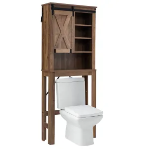 Giantex Over The Toilet Storage Cabinet - Freestanding Toilet Rack bathroom organizer, toilet brush holder
