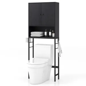 Giantex Over The Toilet Storage Cabinet - Toilet Shelf Rack with Anti-Tip Device bathroom organizer, toilet brush holder