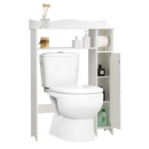 Giantex Over-The-Toilet Storage Rack, Bathroom Freestanding Space Saver with 1-Door Side Storage Cabinet bathroom organizer, toilet brush holder