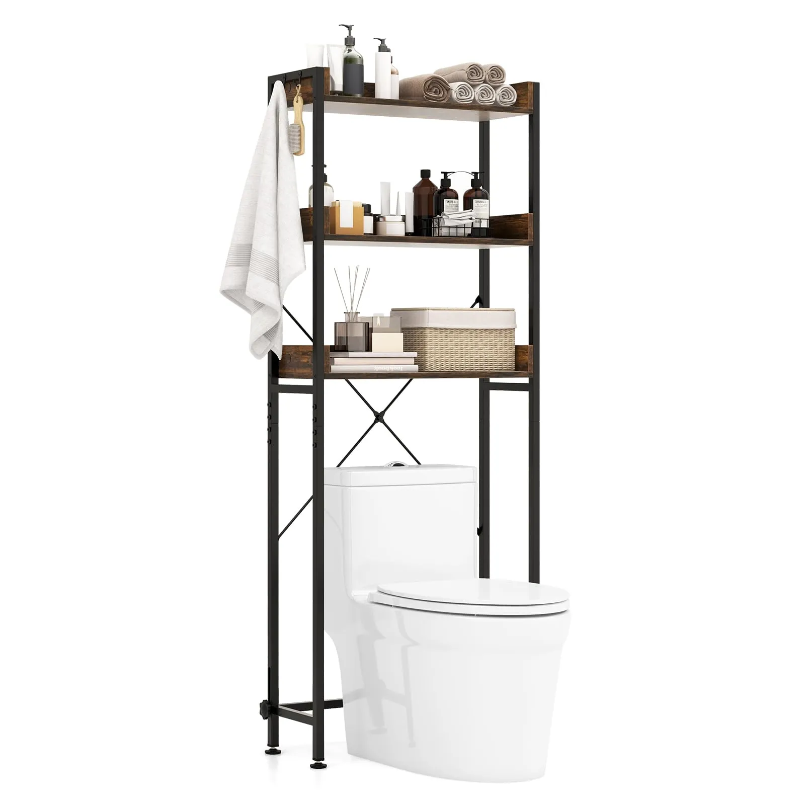 Giantex Over The Toilet Storage Rack bathroom organizer, toilet brush holder
